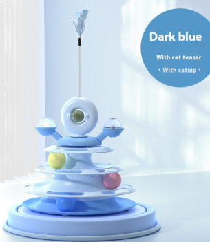 4 Levels Cat Toy Tower Turntable Roller Balls Toys Interactive Intelligence Pets Toys Training Track Puzzle Funny Games Accessories Pet Products